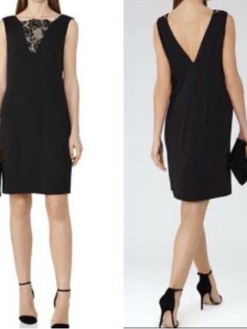 Reiss Caitlyn Black Lace Sleeveless Cocktail Shift Dress Women Size 4